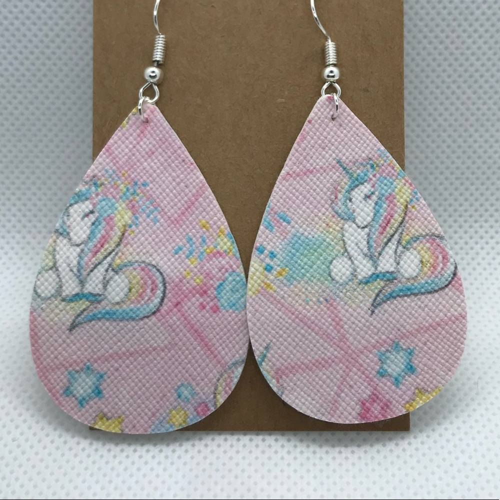3/$15 unicorn faux leather handmade earrings